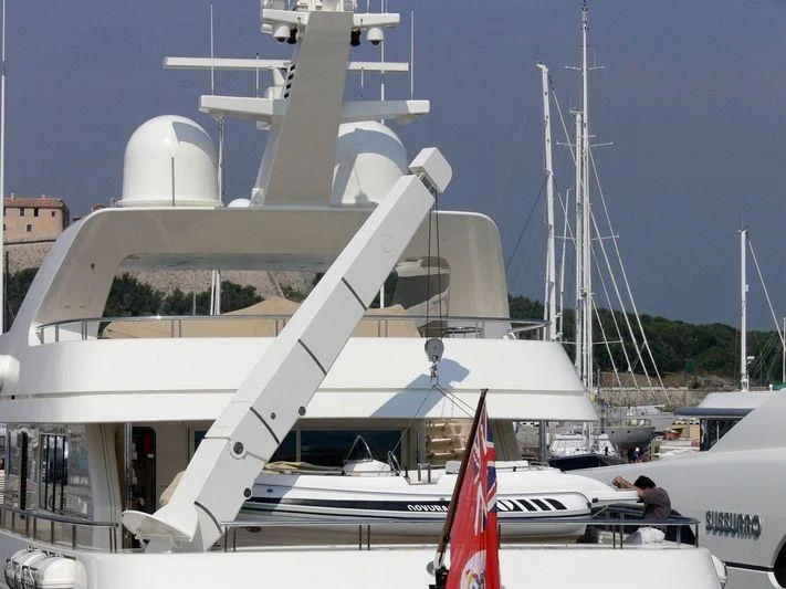 a boat with a person on it aboard RAHAL Yacht for Sale