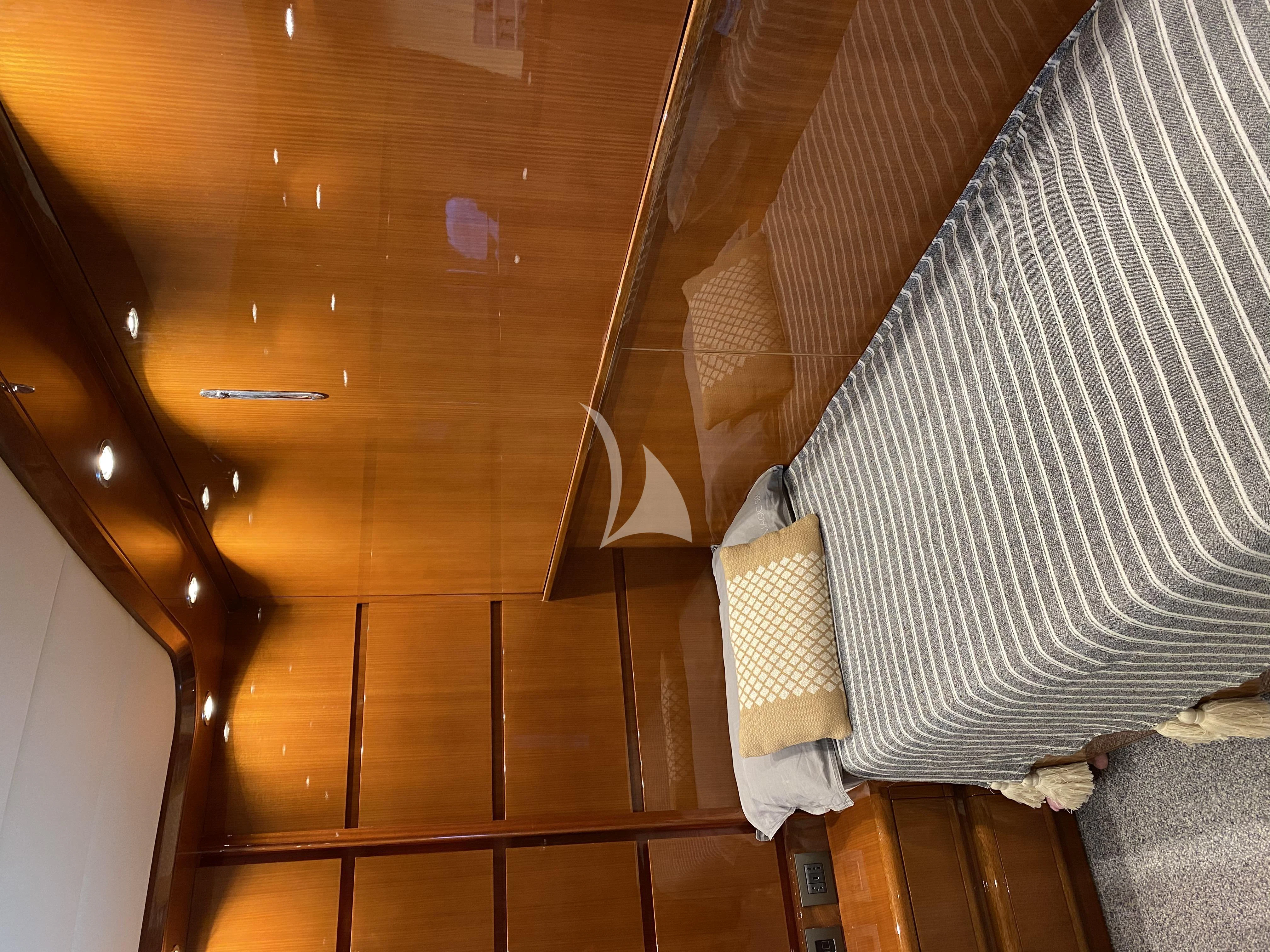 a room with a curtain and a tile floor aboard MAGIC SIX Yacht for Sale