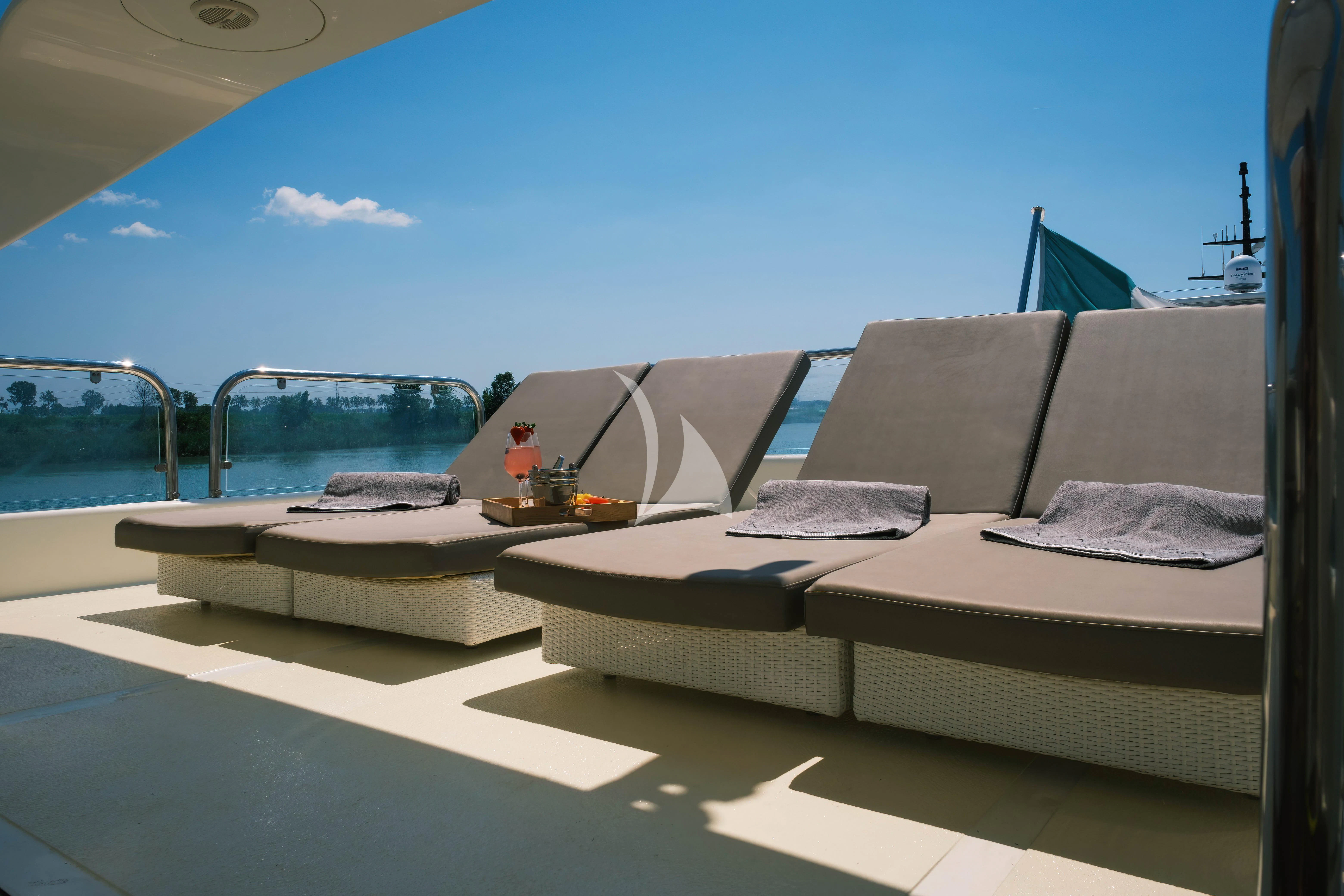 a bed on a boat aboard MAGIC SIX Yacht for Sale