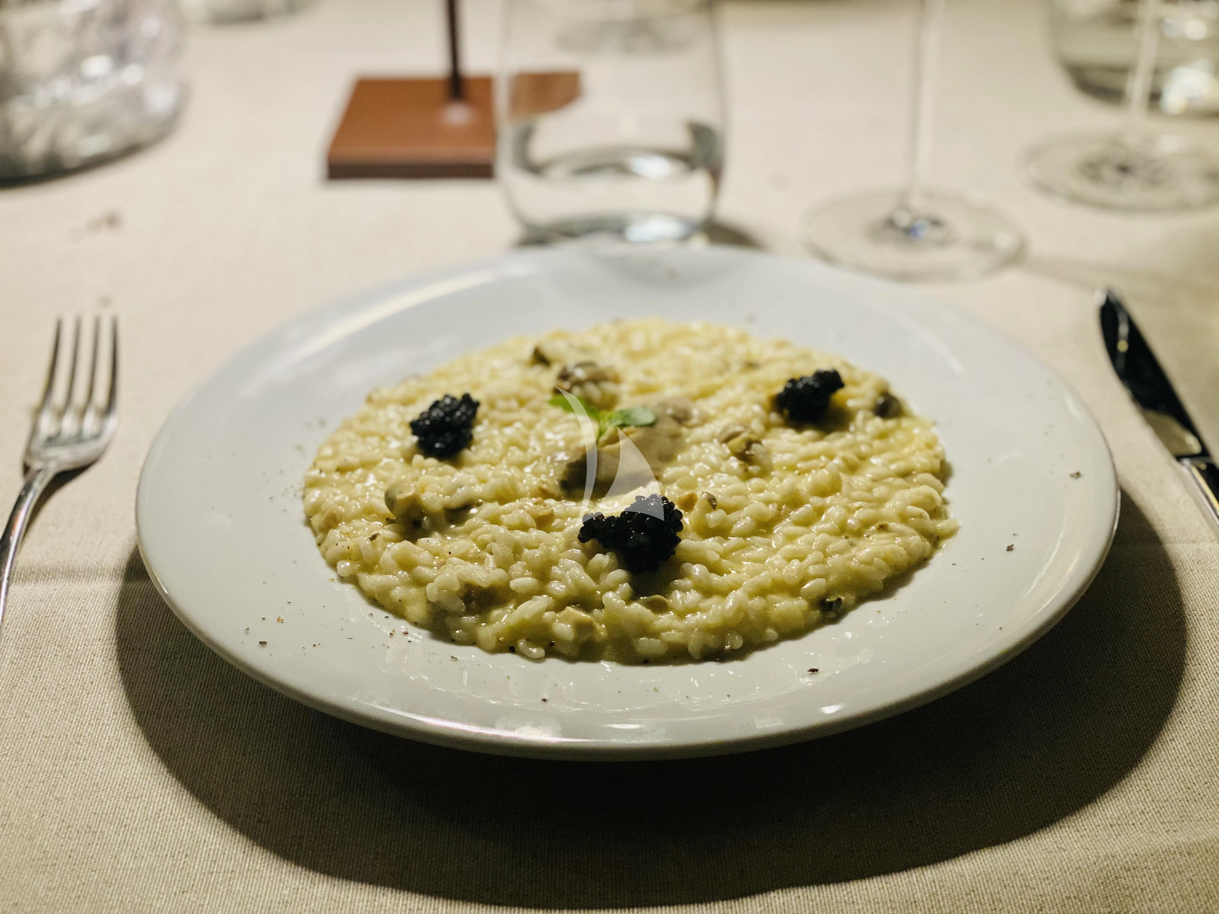 a plate of food aboard MAGIC SIX Yacht for Sale