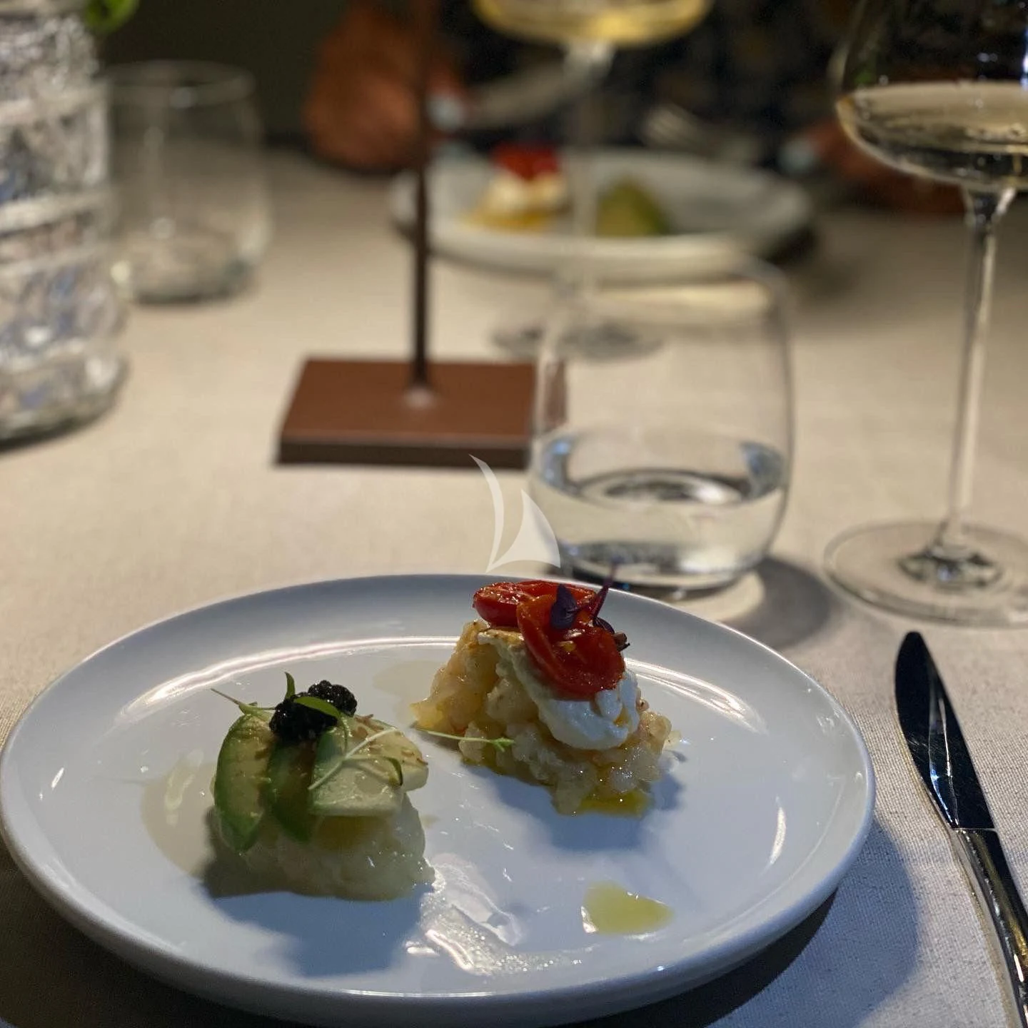 a plate of dessert aboard MAGIC SIX Yacht for Sale