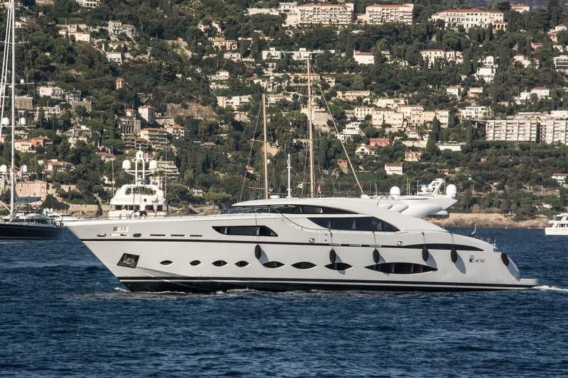 a white yacht on the water aboard FAST & FURIOUS Yacht for Charter