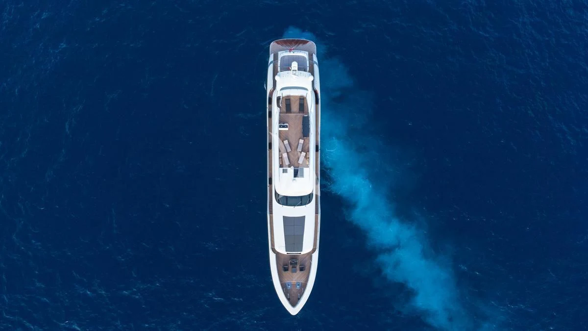 a rocket flying in the sky aboard FAST & FURIOUS Yacht for Charter