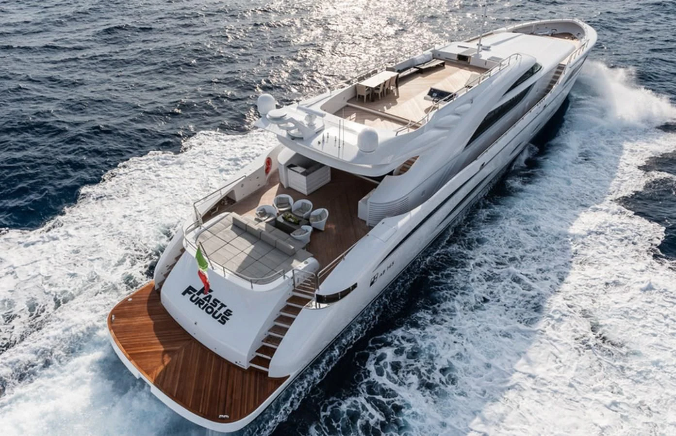 a boat on the water aboard FAST & FURIOUS Yacht for Charter