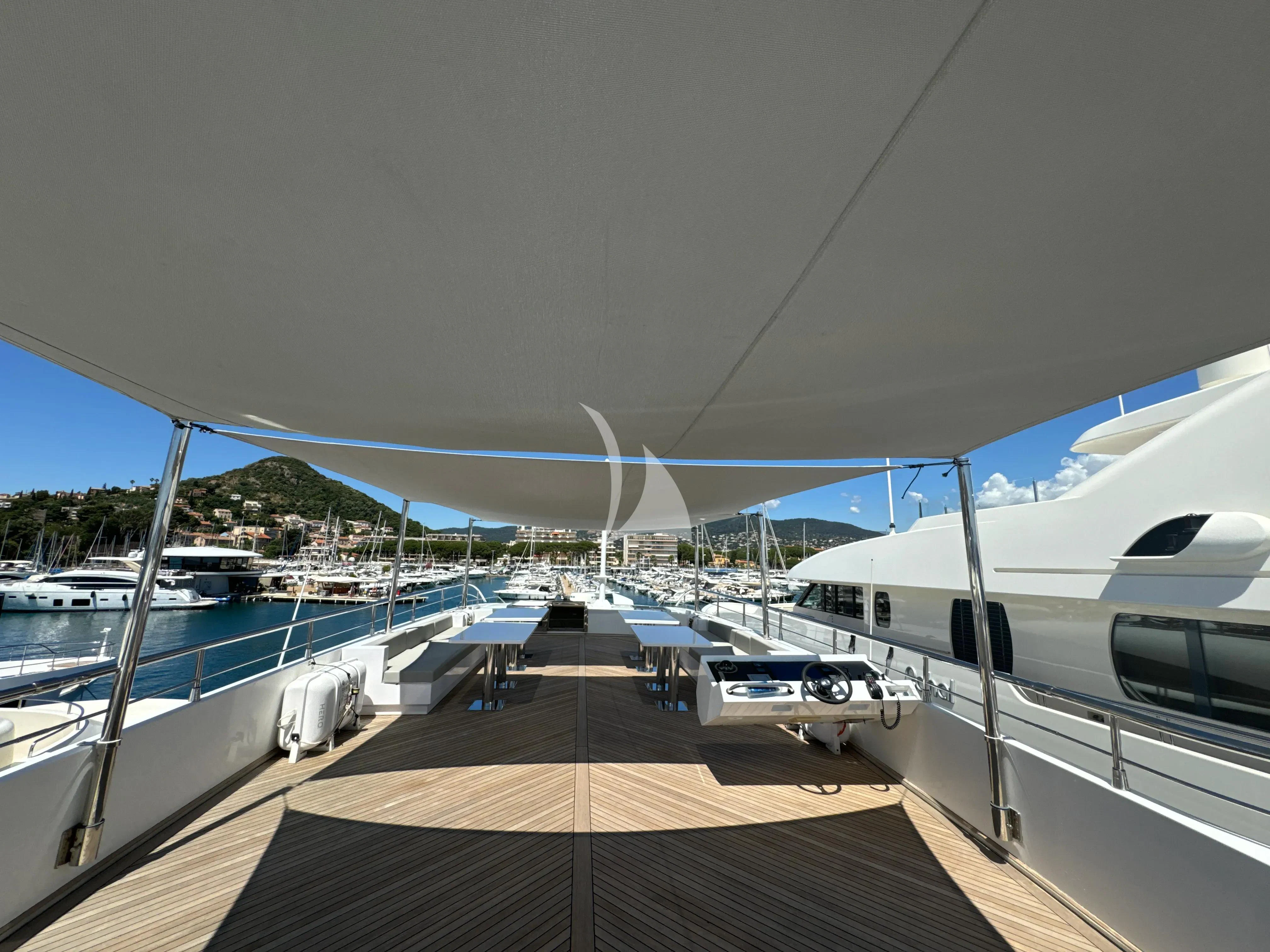 a deck of a boat aboard FAST & FURIOUS Yacht for Charter