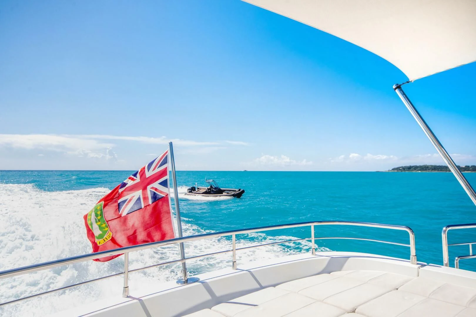 a flag on a boat aboard FAST & FURIOUS Yacht for Charter