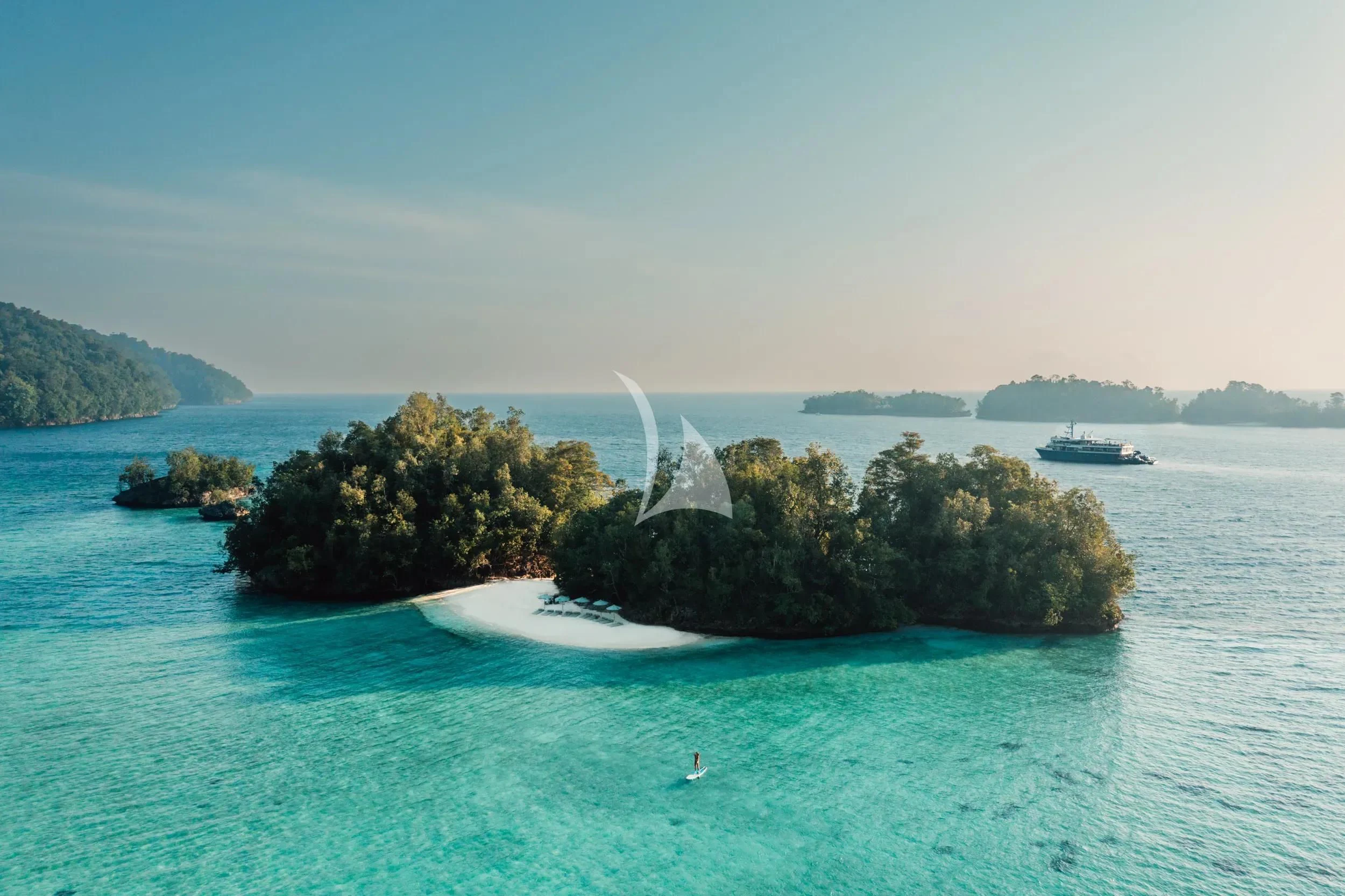 a small island with a small island aboard KUDANIL EXPLORER Yacht for Sale