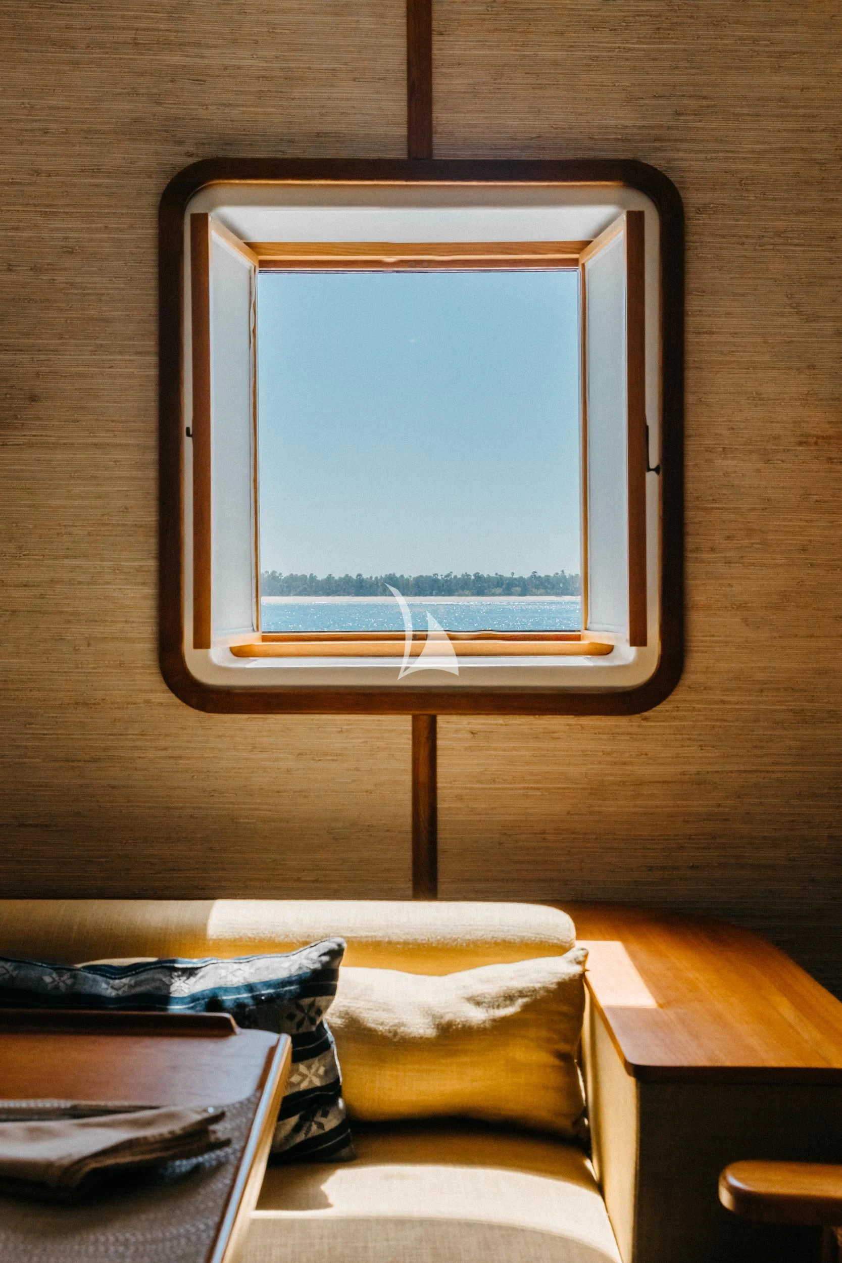 a television on a wall aboard KUDANIL EXPLORER Yacht for Sale