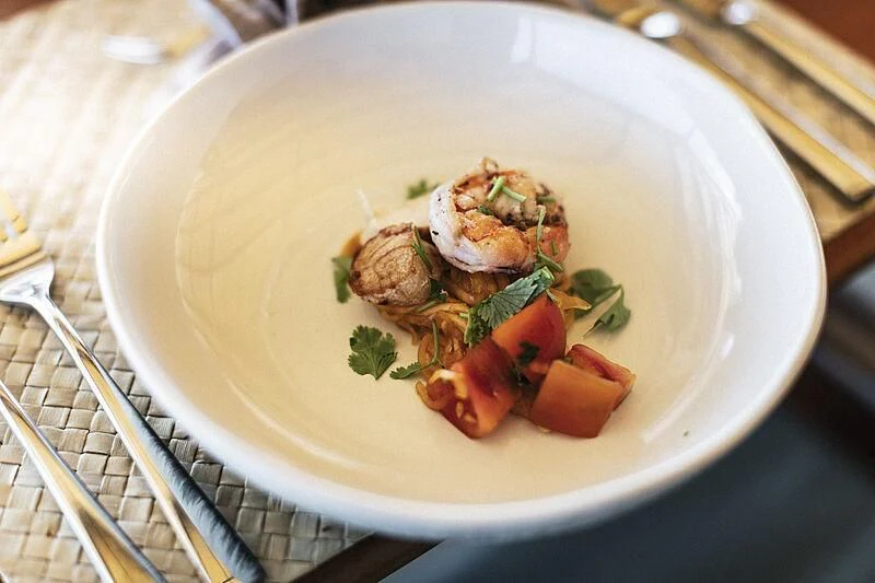 a plate of food aboard KUDANIL EXPLORER Yacht for Sale