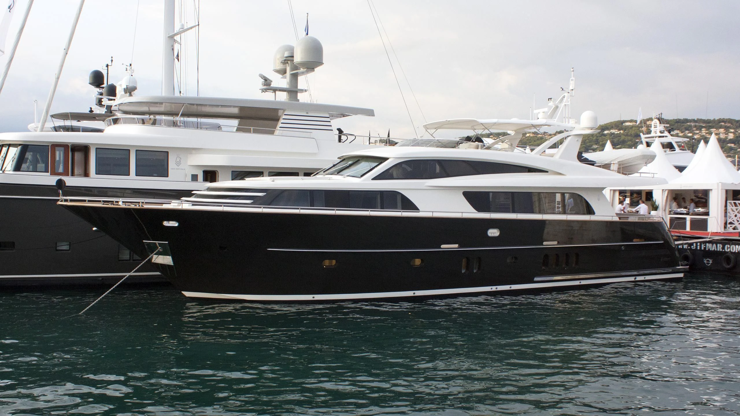 a large boat in the water aboard MR. MAVERICK Yacht for Sale