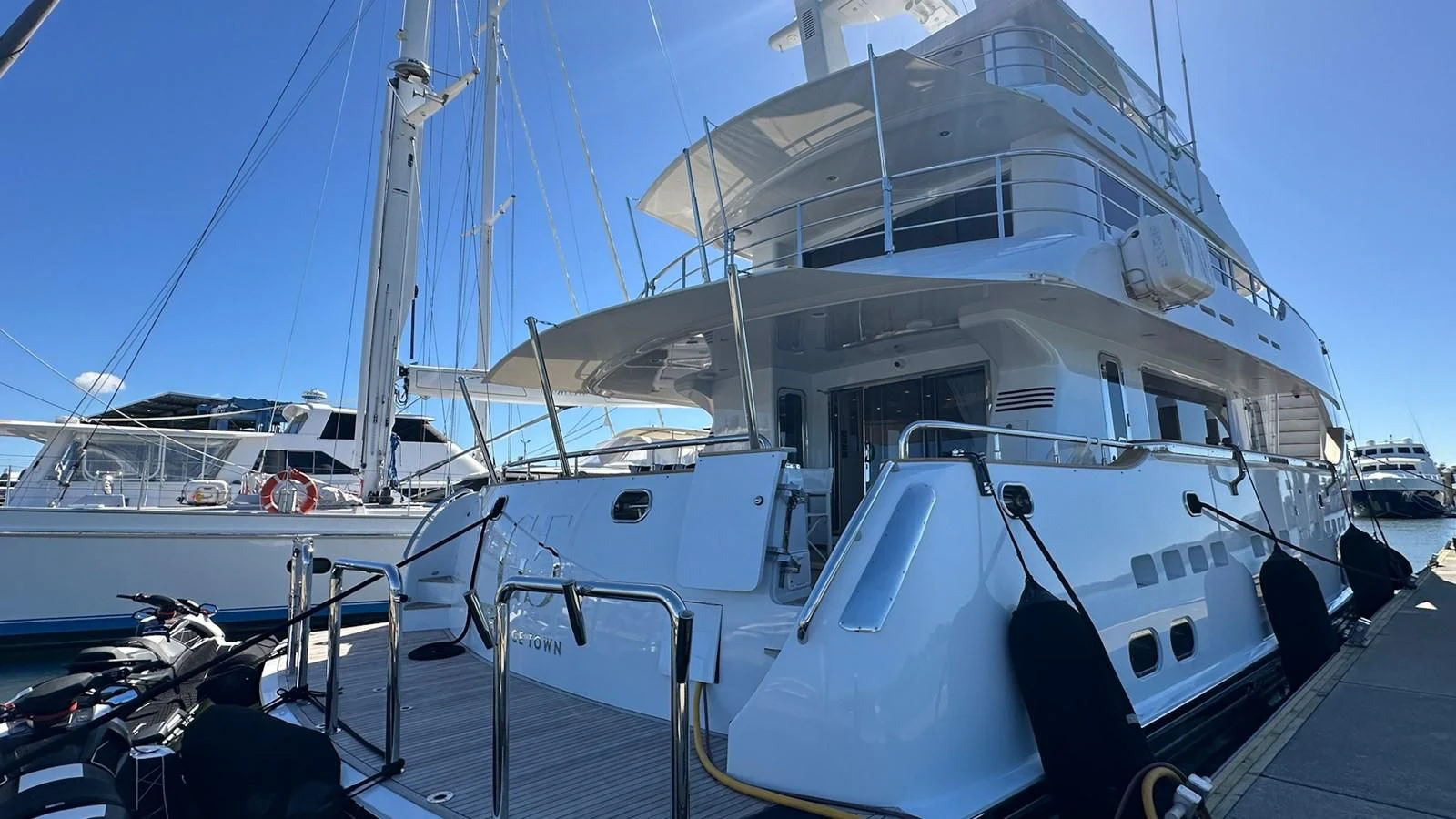 a group of boats are parked in a harbor aboard SALVATORE II Yacht for Sale
