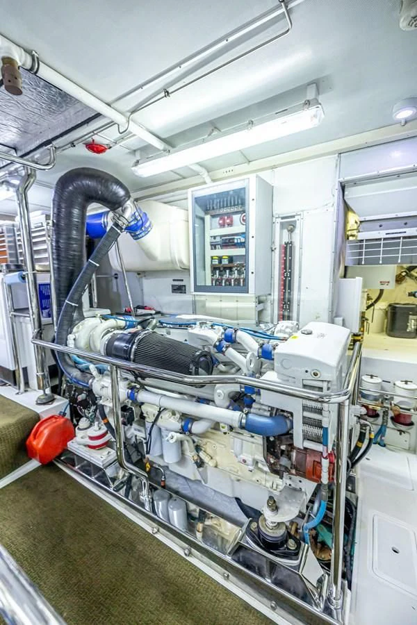 a large white machine with blue tubes aboard SALVATORE II Yacht for Sale