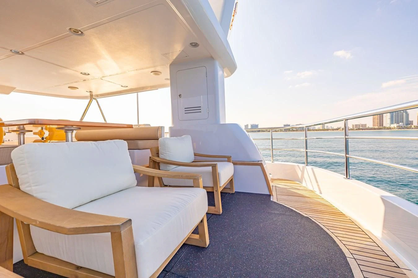 a boat with a couch and chairs aboard SALVATORE II Yacht for Sale