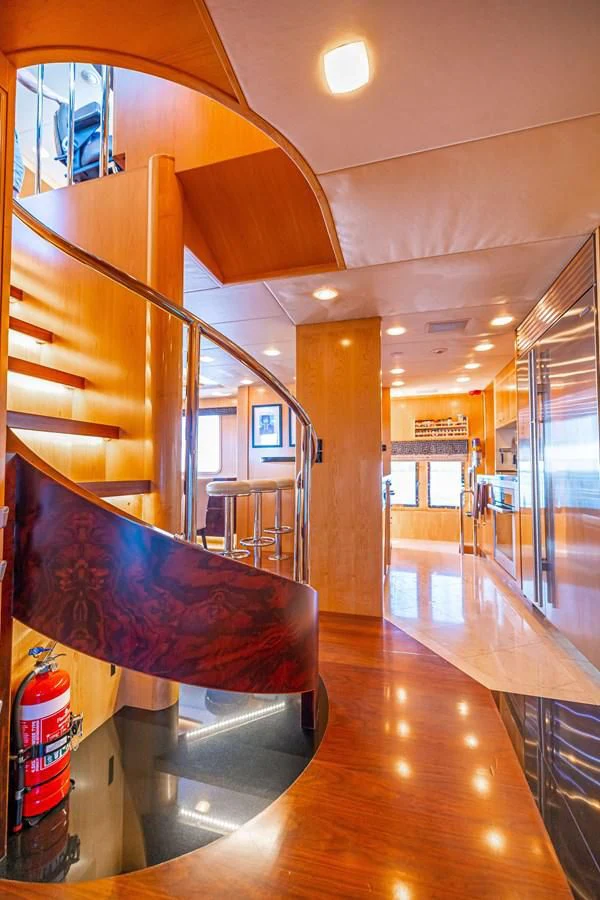 a large room with a luggage cart aboard SALVATORE II Yacht for Sale