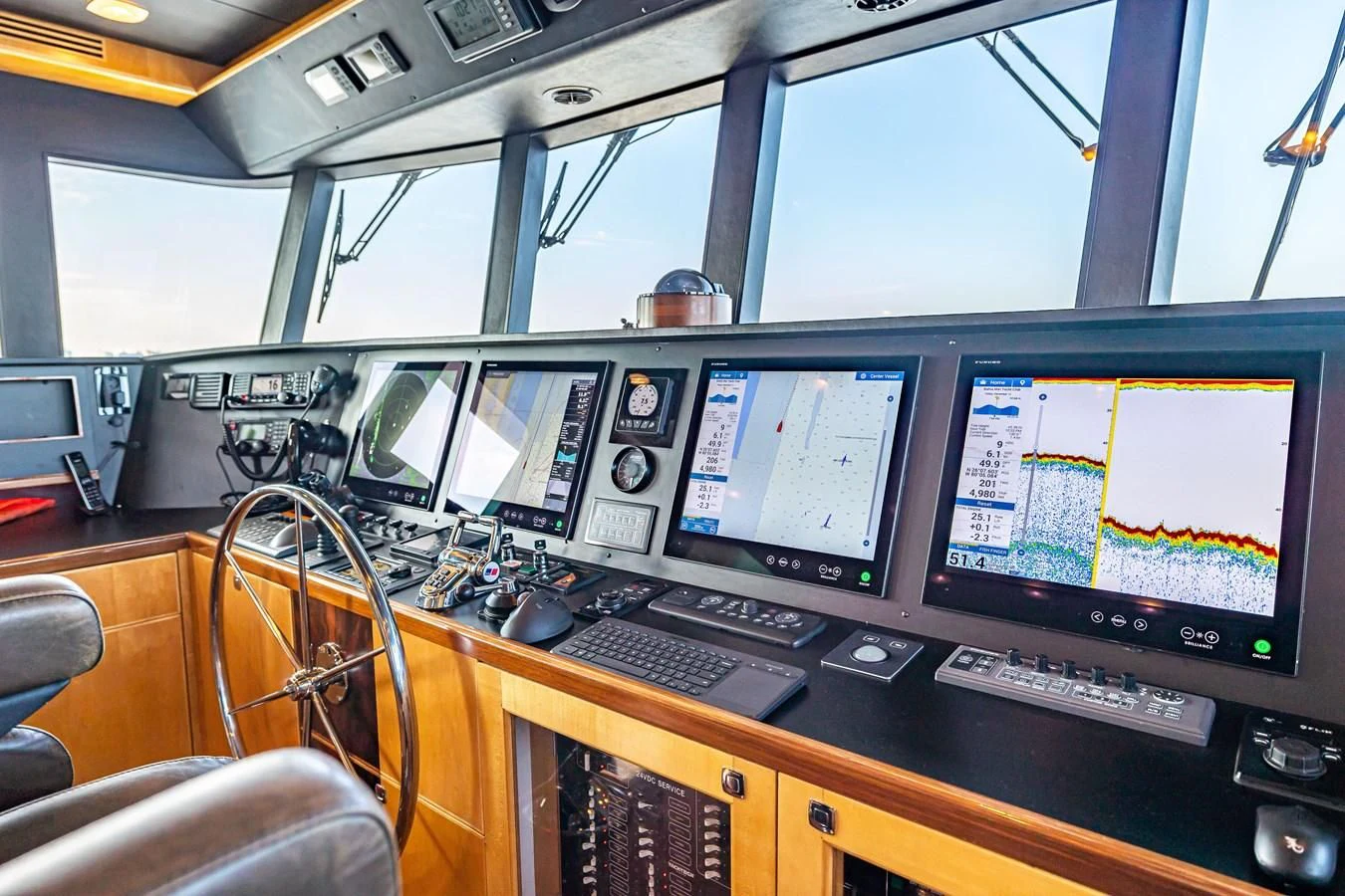 a control room with many monitors aboard SALVATORE II Yacht for Sale
