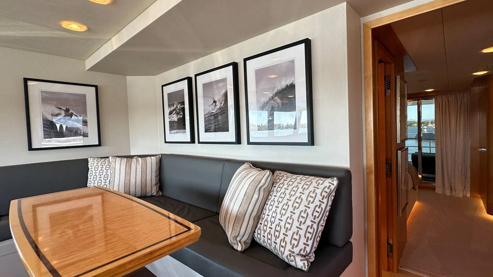 a room with a couch and a table aboard SALVATORE II Yacht for Sale