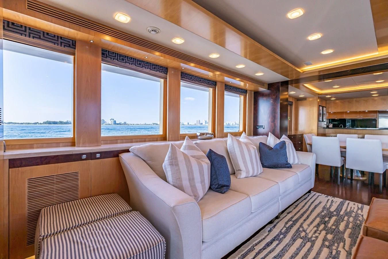 a large living room with a large window aboard SALVATORE II Yacht for Sale
