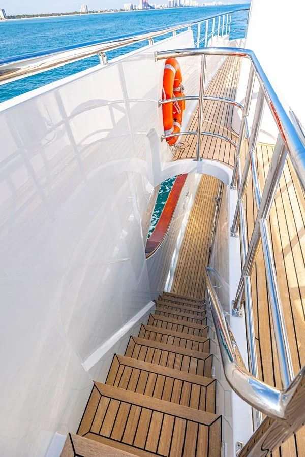 a staircase with a railing aboard SALVATORE II Yacht for Sale