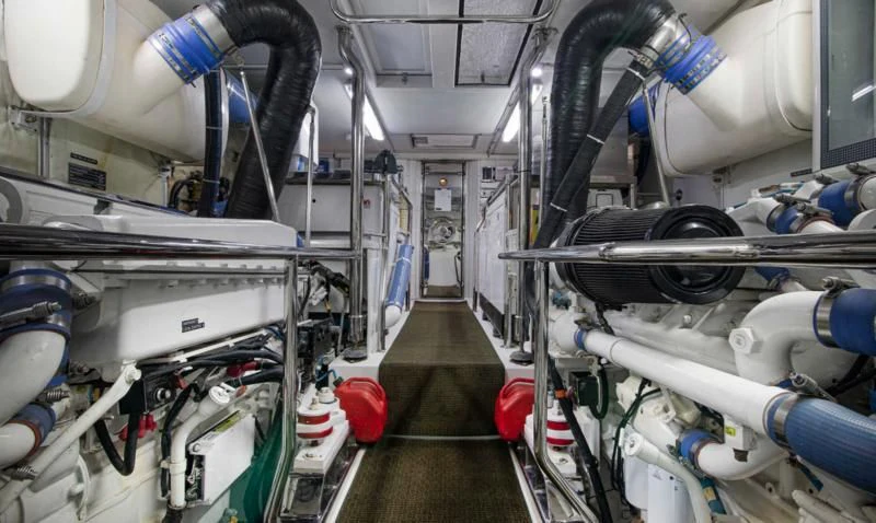 a room with pipes and tubes aboard SALVATORE II Yacht for Sale