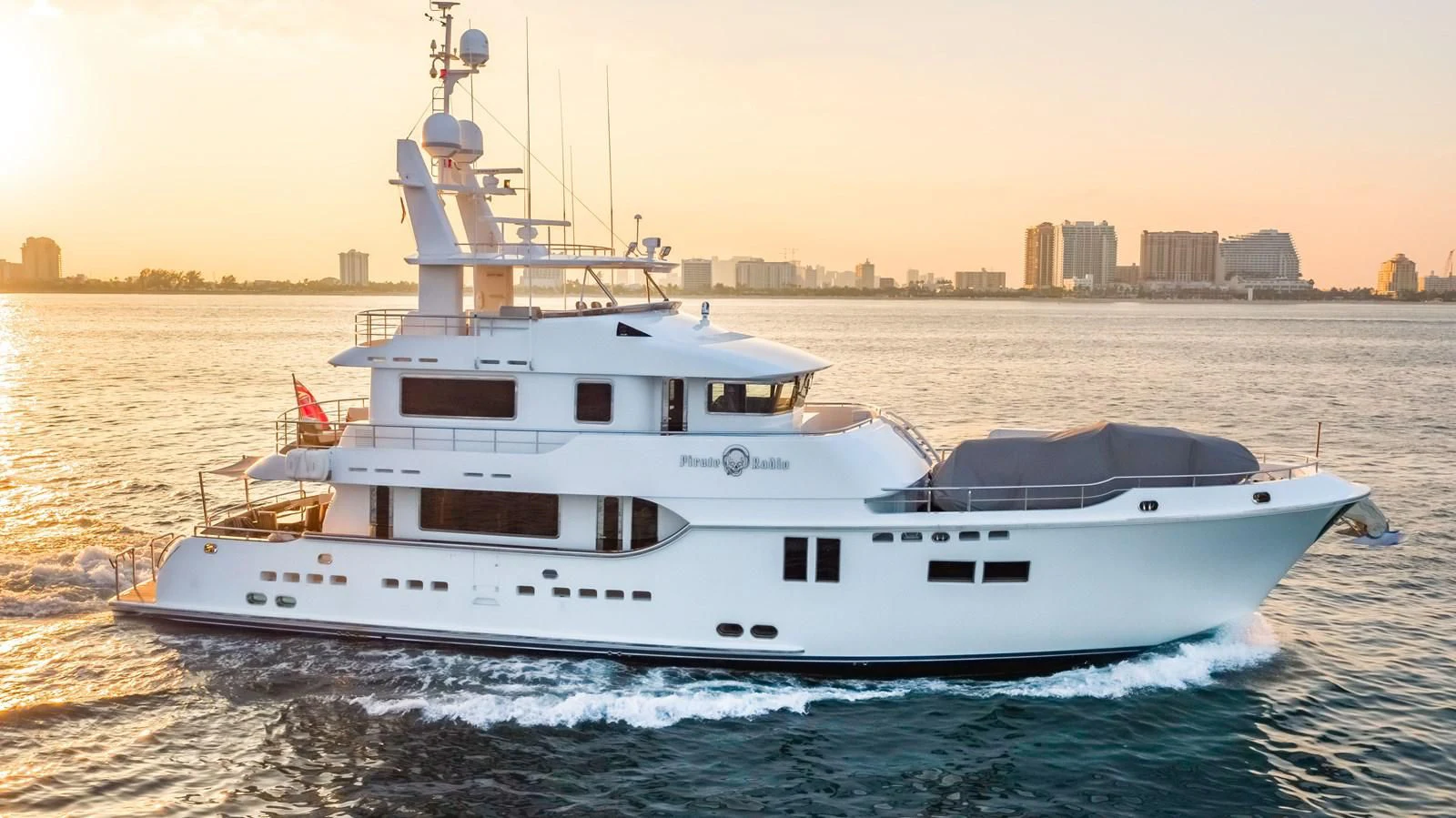 a white yacht in the water aboard SALVATORE II Yacht for Sale