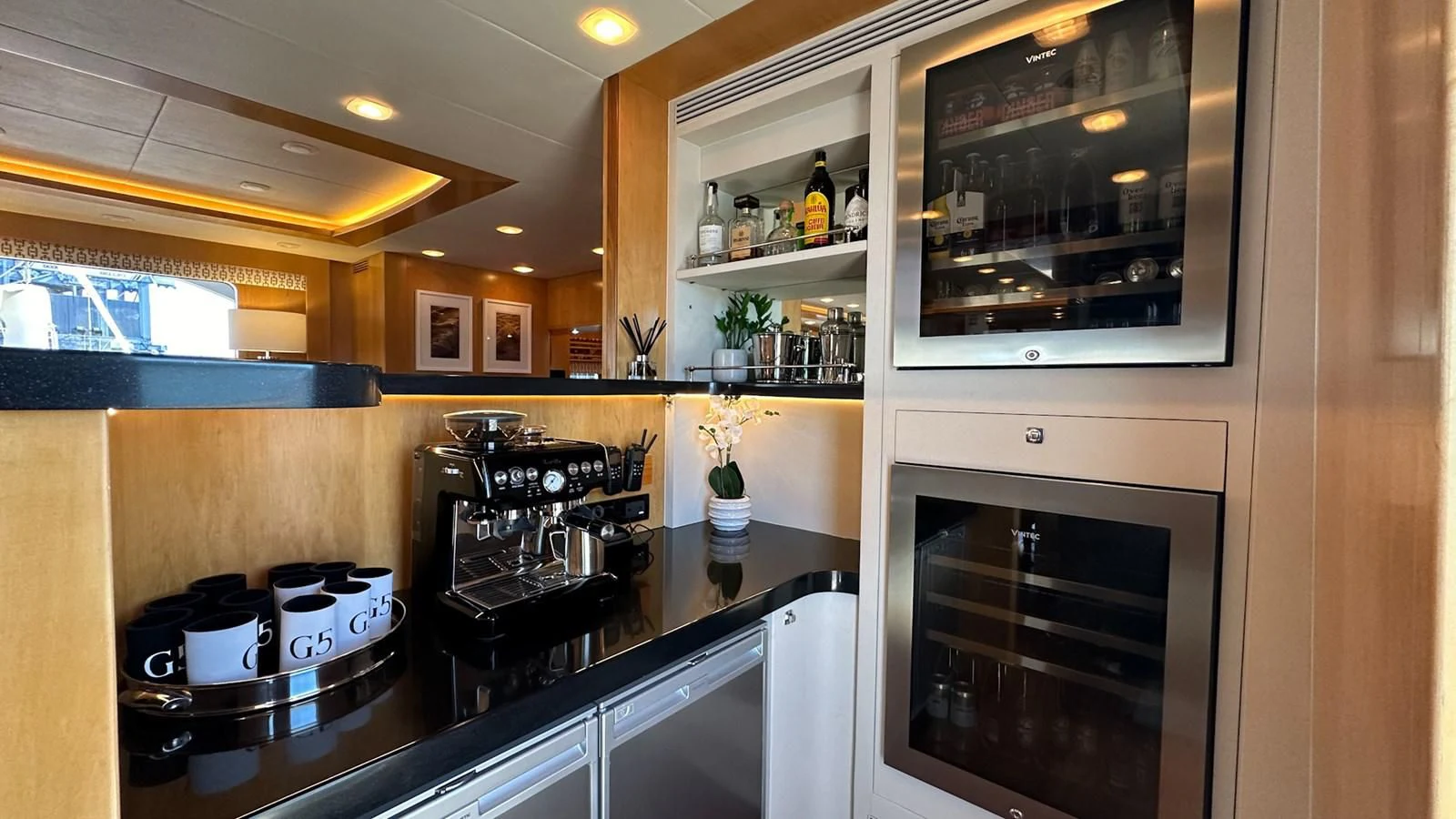 a kitchen with a large oven aboard SALVATORE II Yacht for Sale