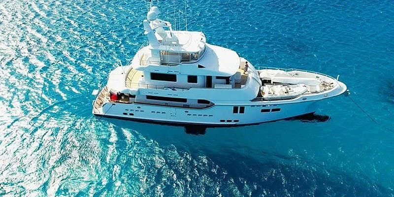 a white boat in the water aboard SALVATORE II Yacht for Sale