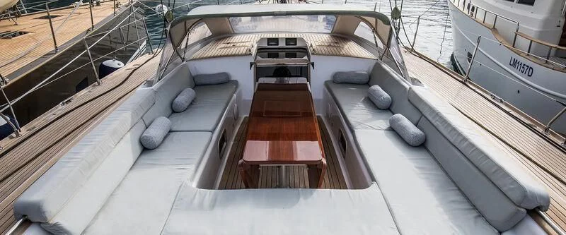 the inside of a boat aboard ARIA Yacht for Charter