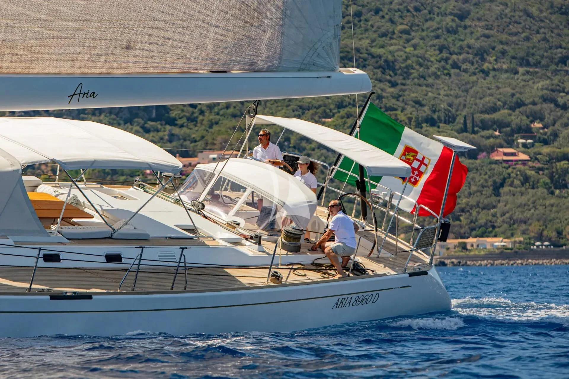 a group of people on a boat aboard ARIA Yacht for Charter