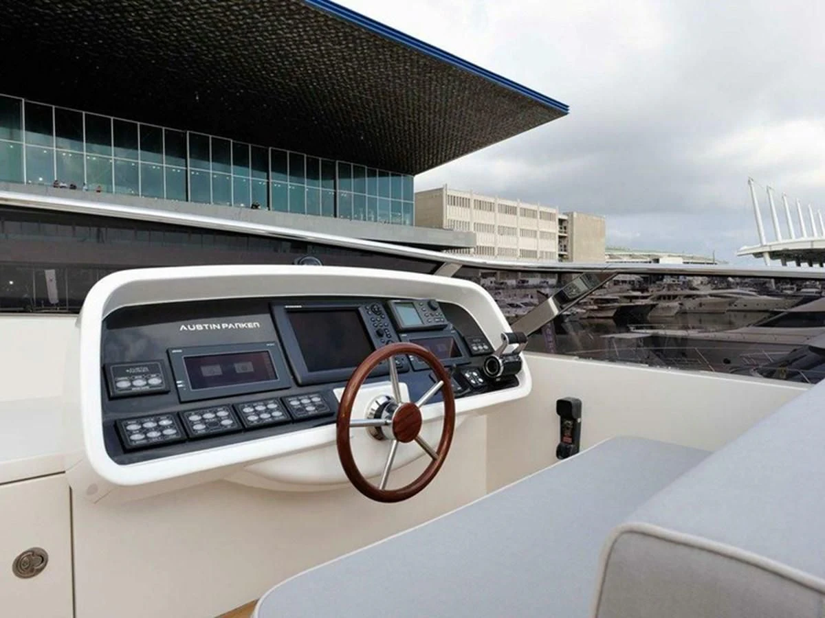 a car on a road aboard AUSTIN PARKER - 72 FLY Yacht for Sale