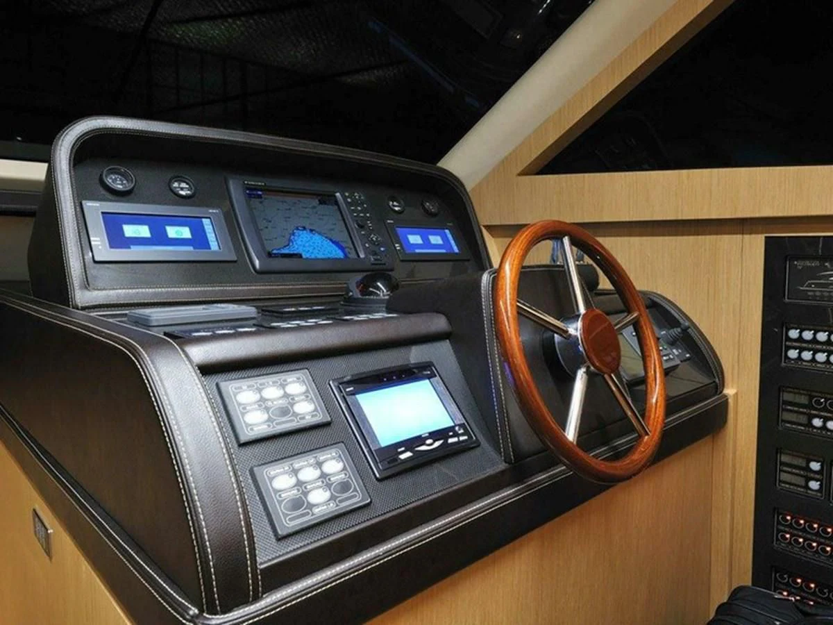a car stereo with a keypad aboard AUSTIN PARKER - 72 FLY Yacht for Sale