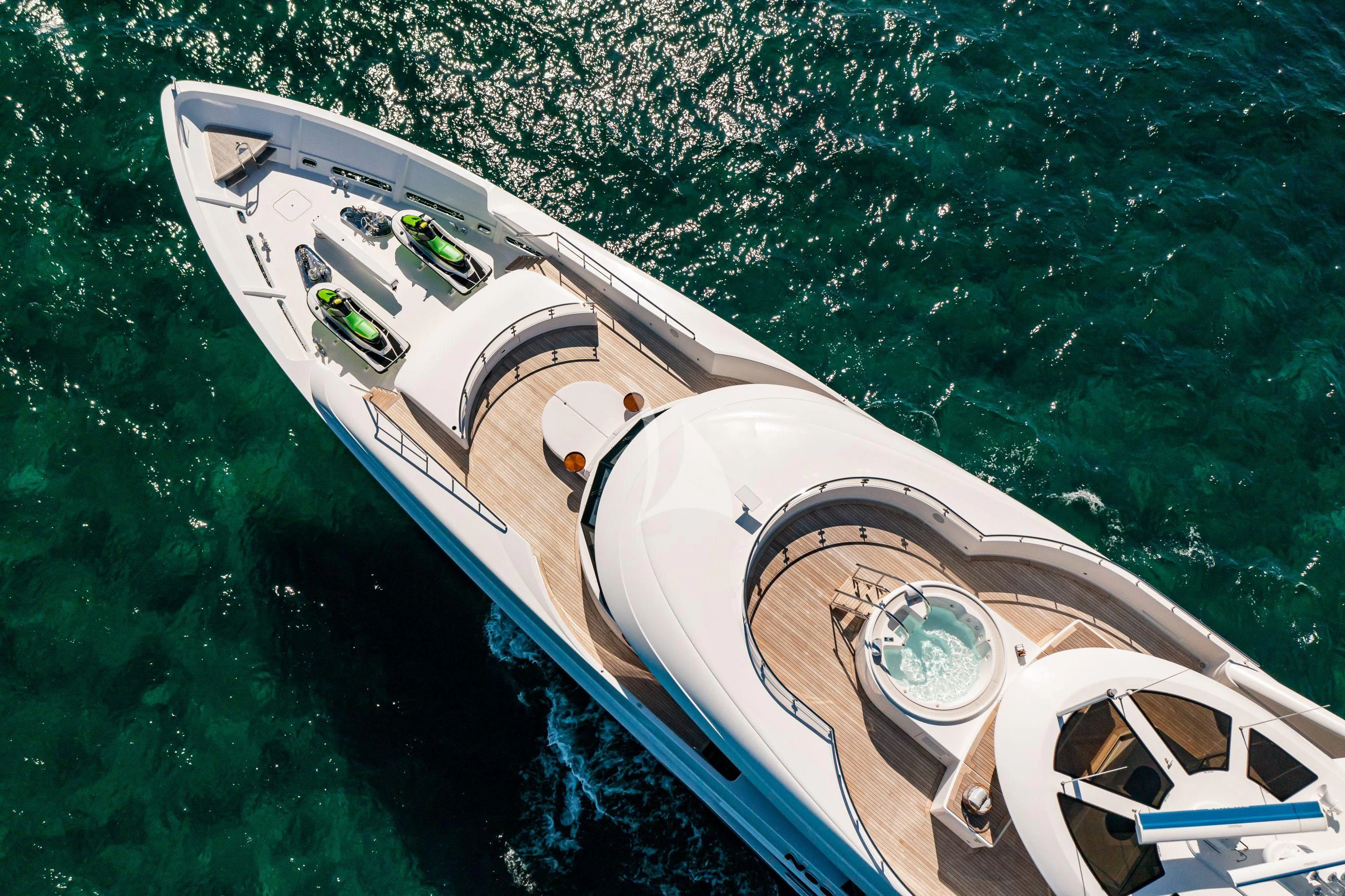 a space ship in the water aboard NEENAH Yacht for Charter
