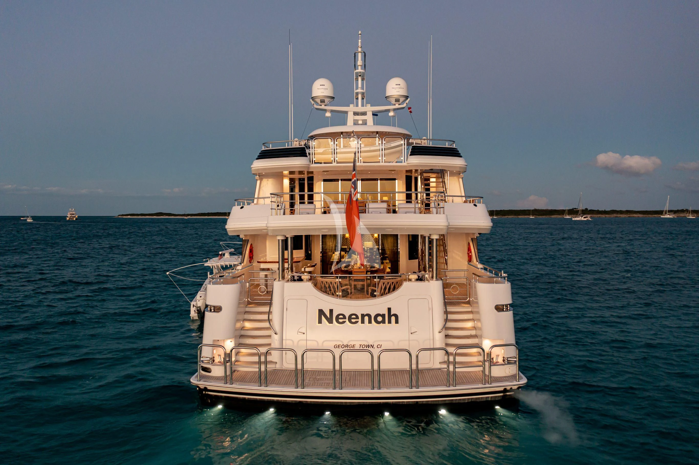 a large ship in the water aboard NEENAH Yacht for Charter