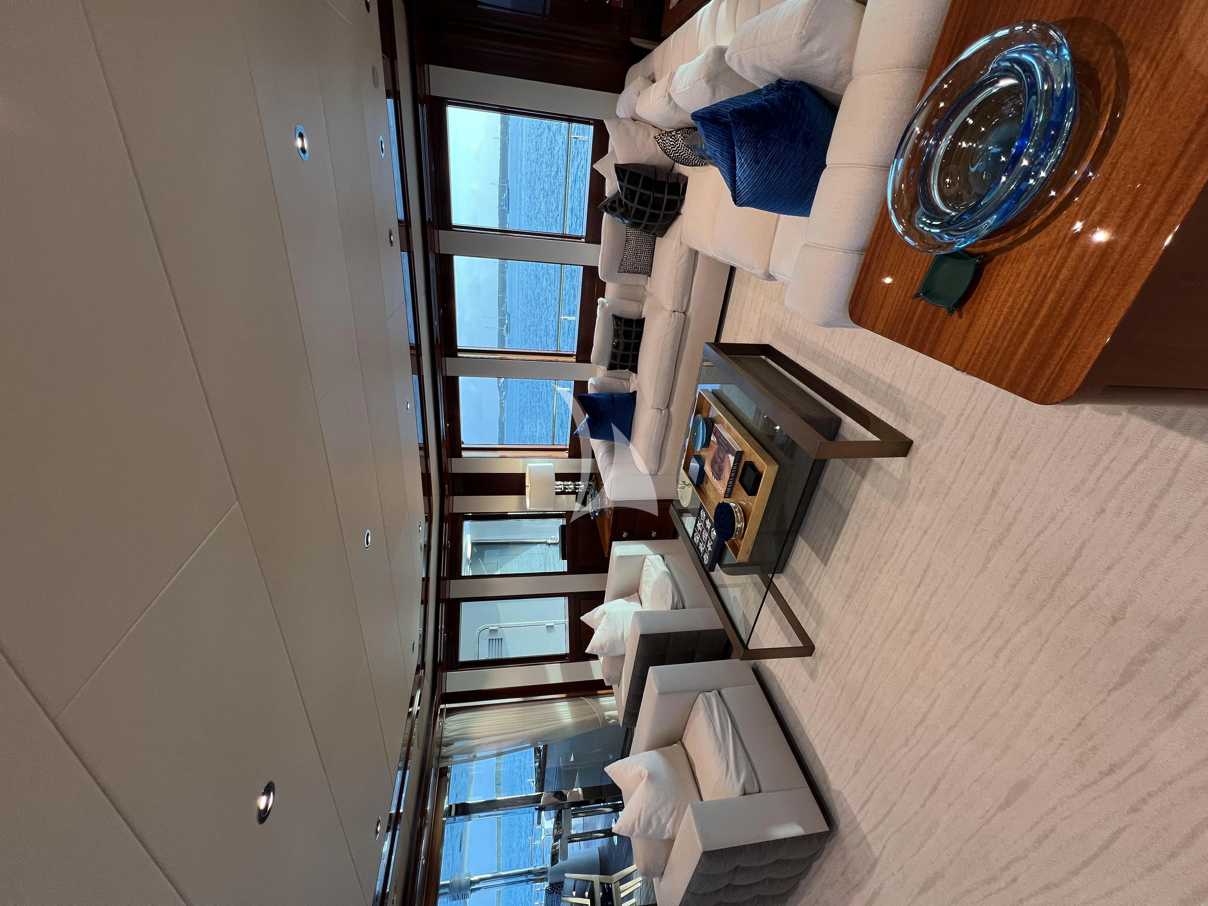 a room with a mirror and a bed aboard NEENAH Yacht for Charter