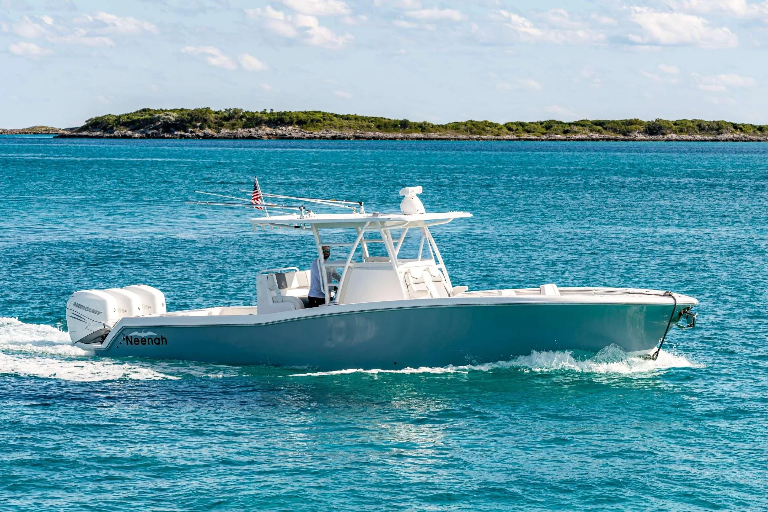 a boat on the water aboard NEENAH Yacht for Charter