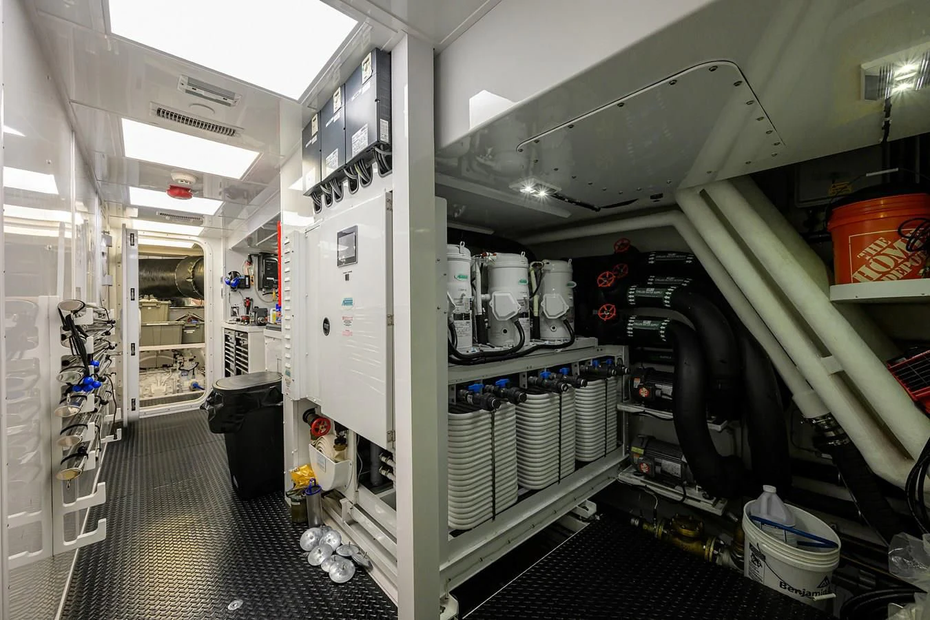 a large machine in a factory aboard NEENAH Yacht for Charter