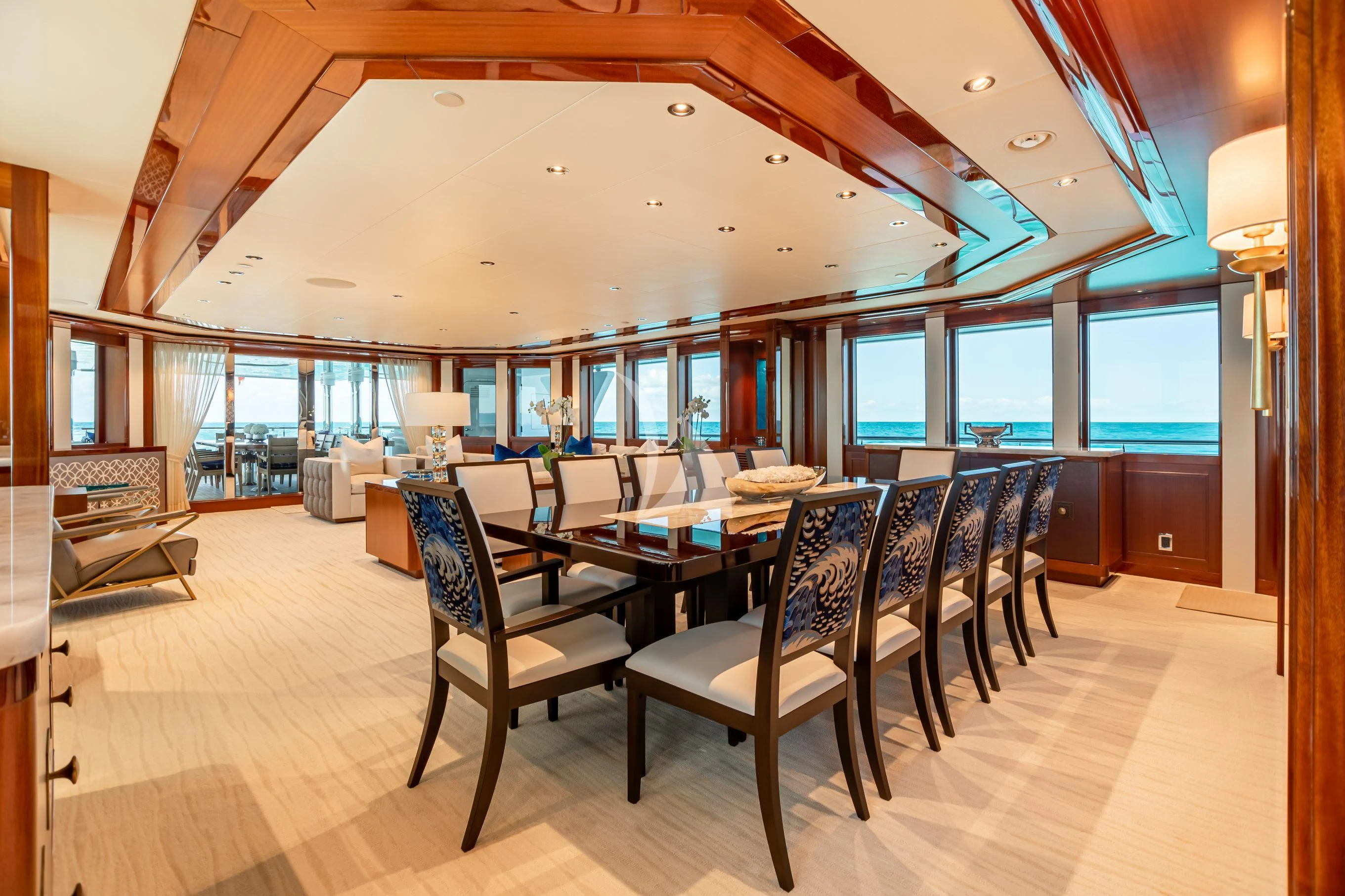 a room with a table and chairs aboard NEENAH Yacht for Charter