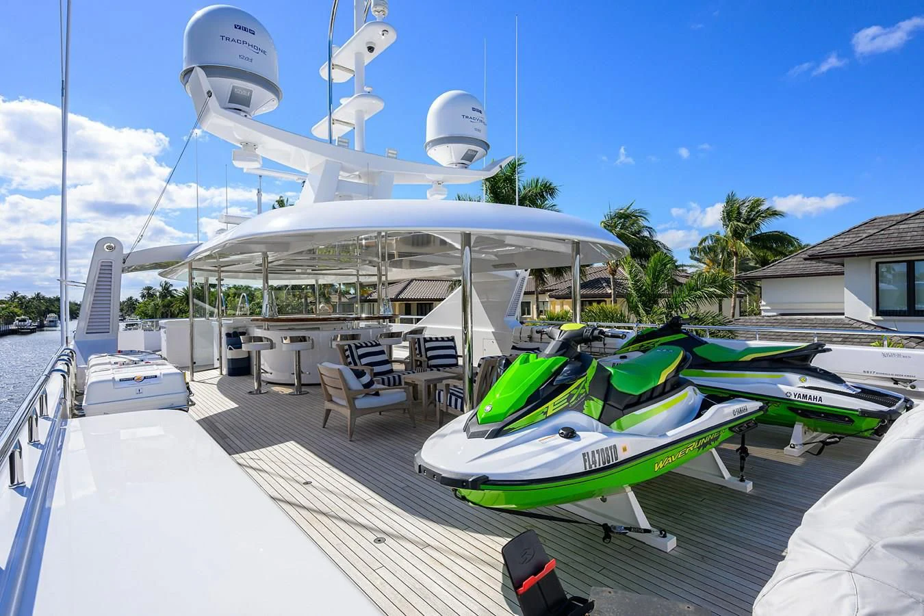 a boat on a deck aboard NEENAH Yacht for Charter