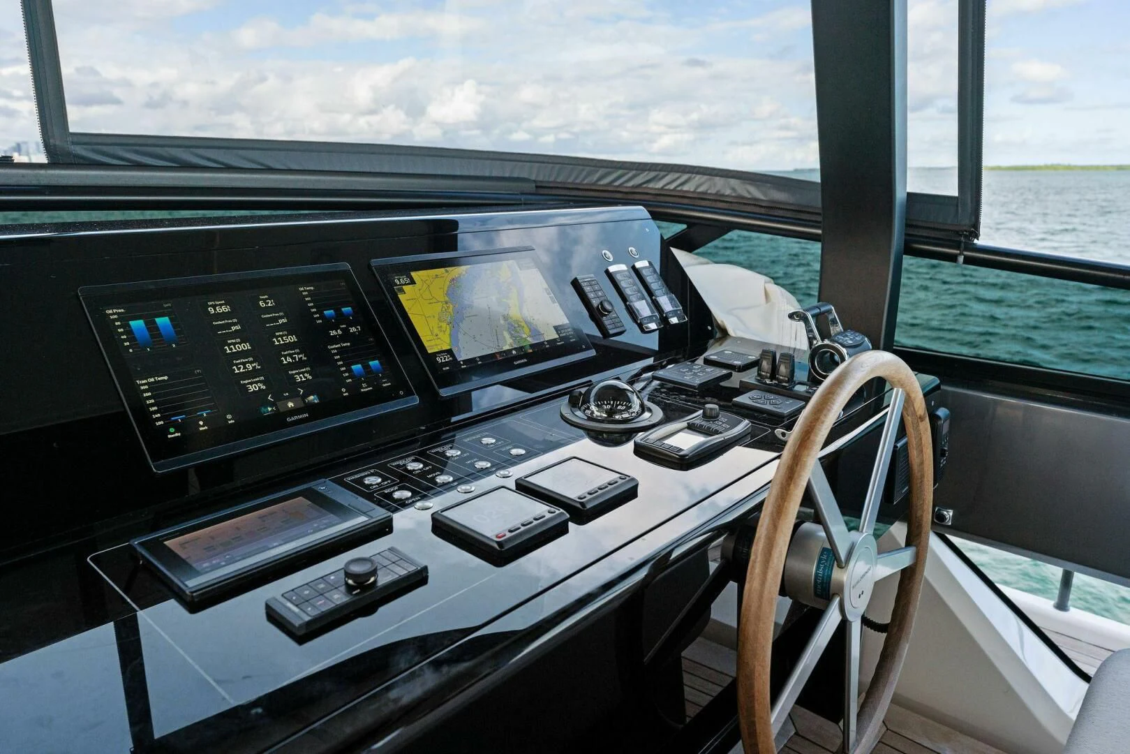 a control panel on a boat aboard GATSBY Yacht for Charter