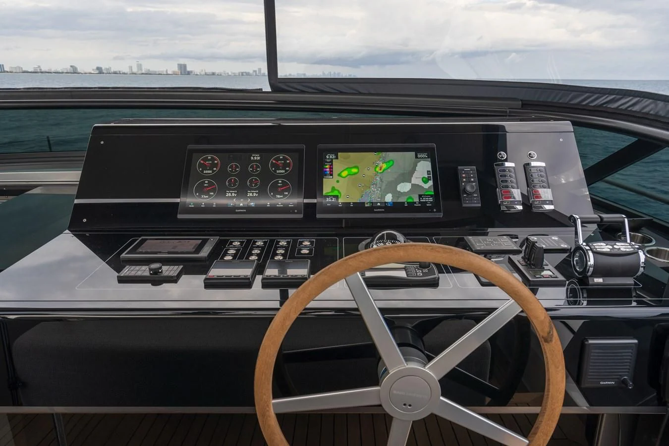 the inside of a car aboard GATSBY Yacht for Charter