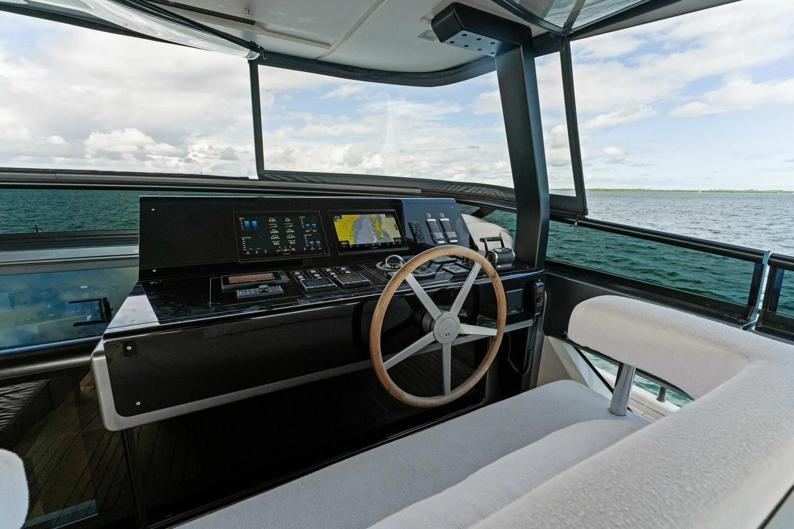 the inside of a car aboard GATSBY Yacht for Charter