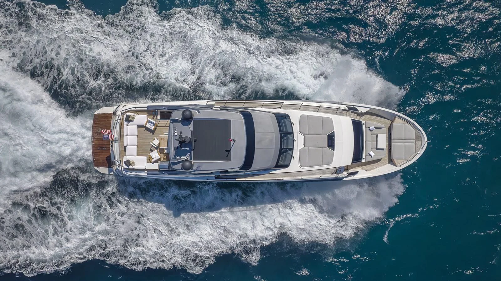 a high angle view of a boat aboard GATSBY Yacht for Charter