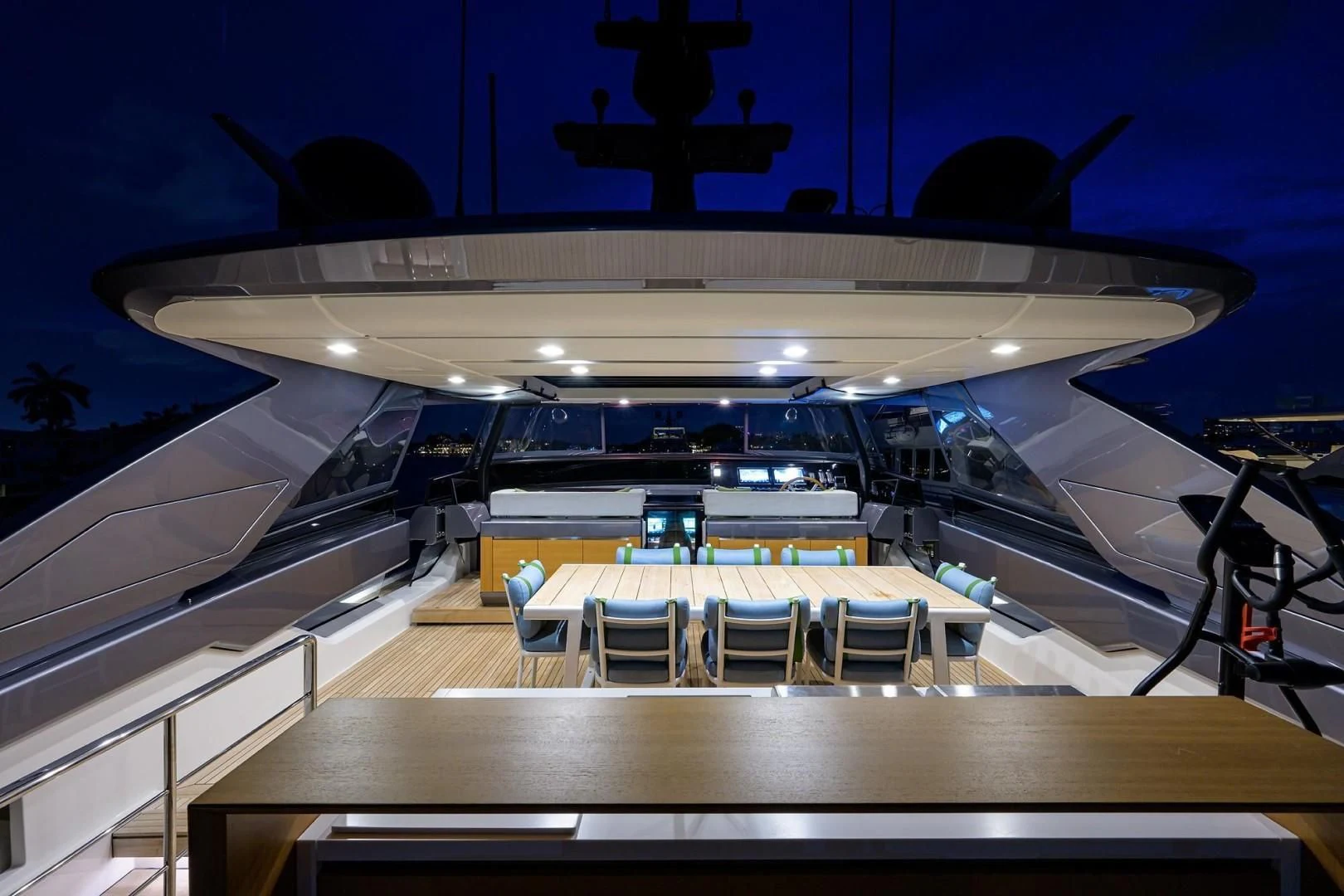 a large room with chairs and tables aboard GATSBY Yacht for Charter