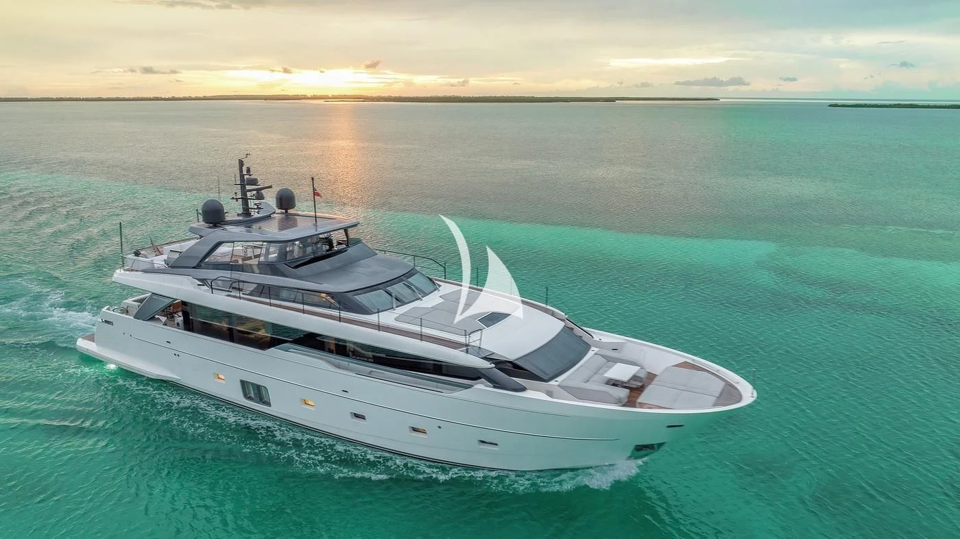 a white boat in the water aboard GATSBY Yacht for Charter