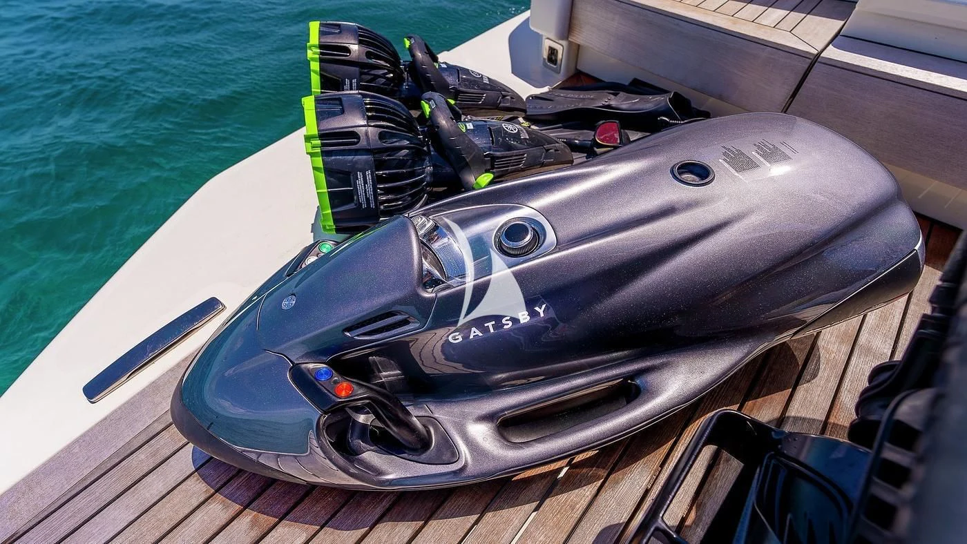 a black and silver gun aboard GATSBY Yacht for Charter
