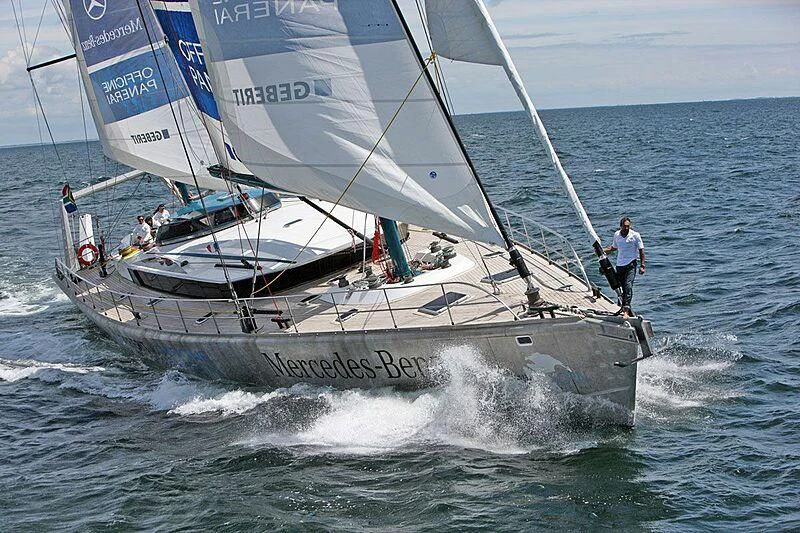 a man sailing on a boat aboard PANGAEA Yacht for Sale
