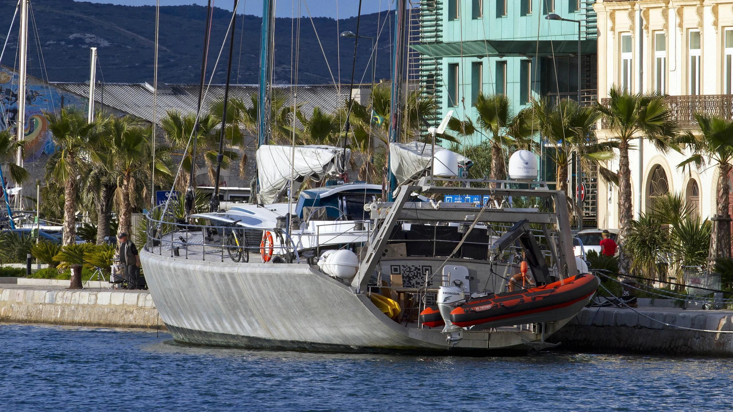 a boat is parked on the dock aboard PANGAEA Yacht for Sale