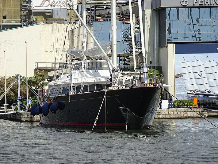 a boat docked in a harbor aboard IS A ROSE Yacht for Sale