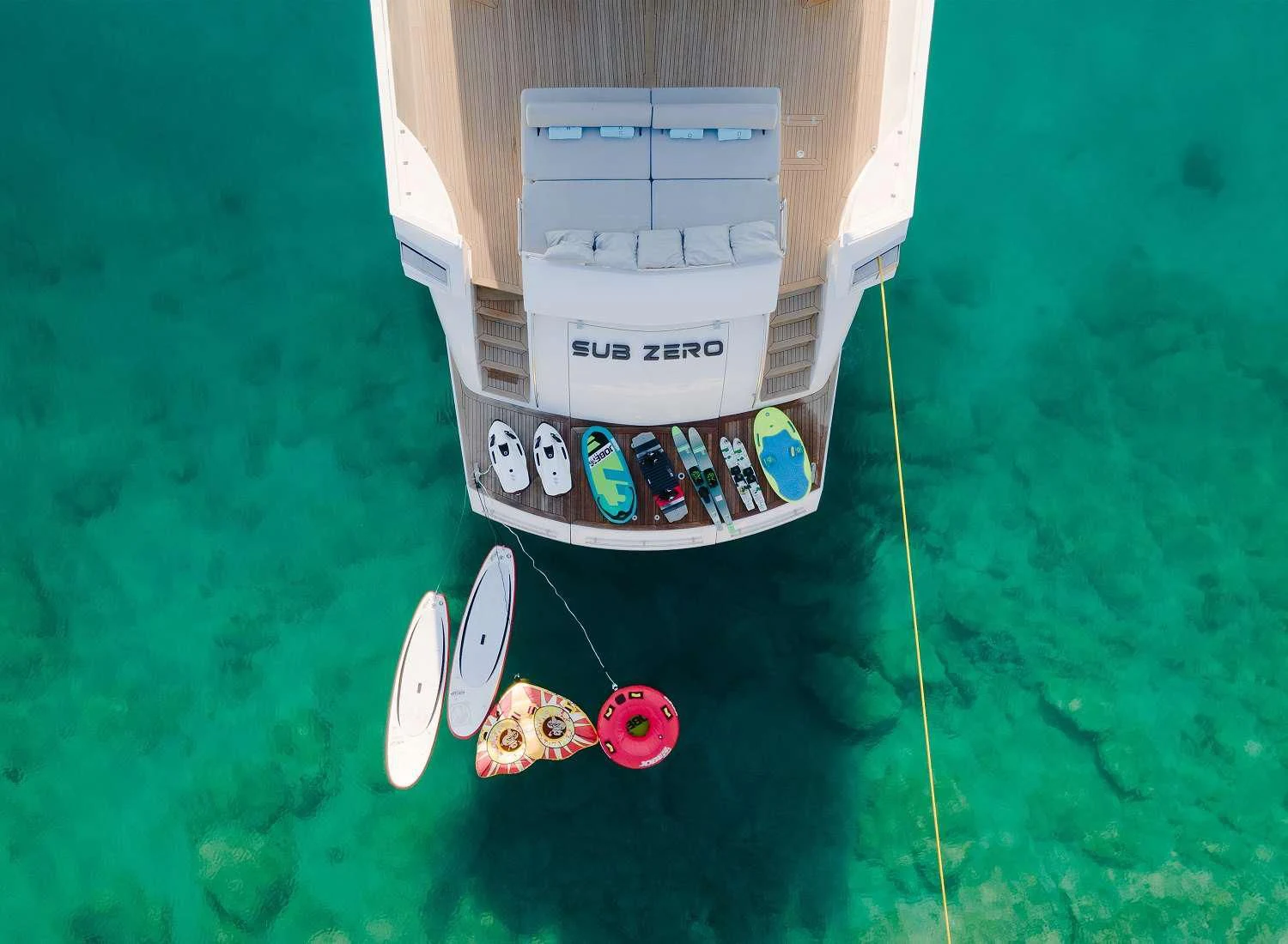 a white box with a green background aboard MAC Yacht for Sale