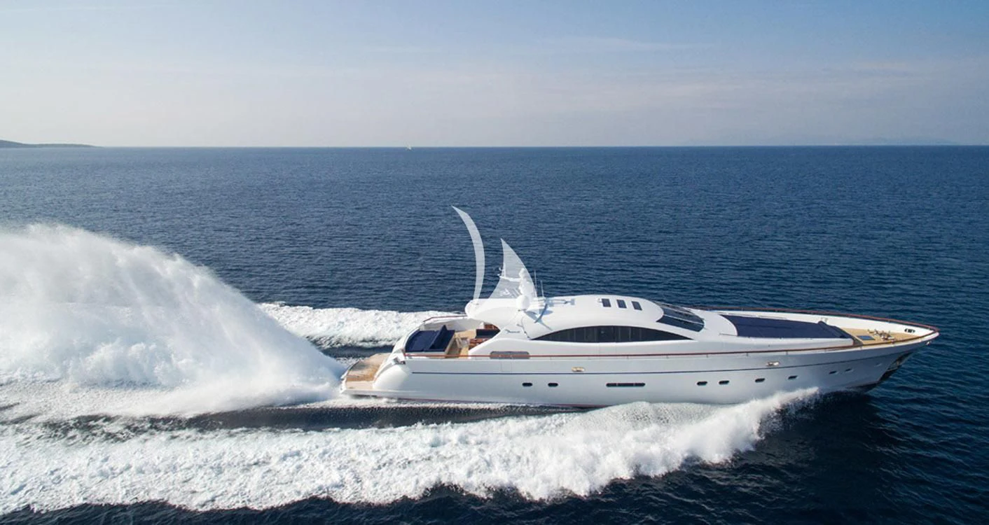 a white yacht on the water aboard MAC Yacht for Sale