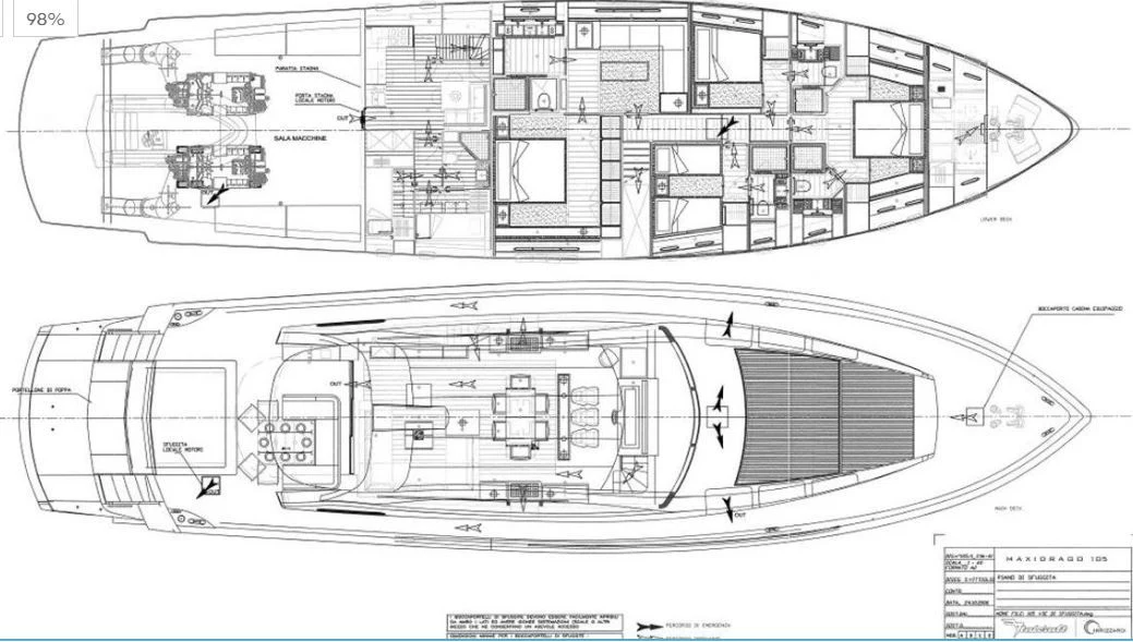 diagram, engineering drawing aboard MAC Yacht for Sale